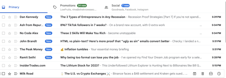 Email Inbox example